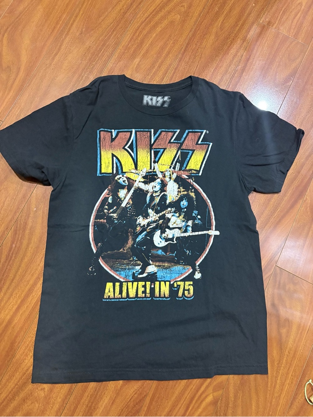 Kiss Black Tee with Yellow and Red Band Logo